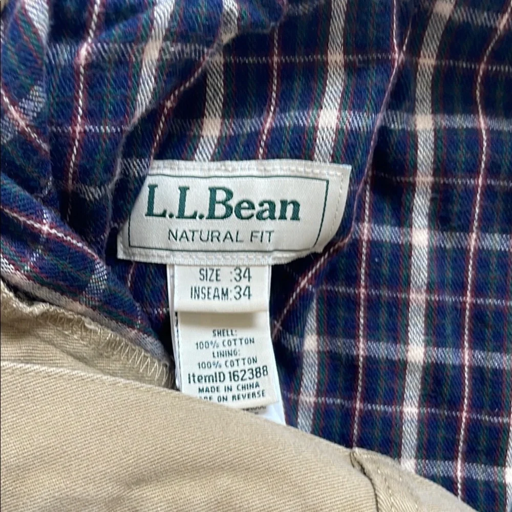 Classic Tan Men's Flannel-lined Chinos by LLBean. Sz 34. - Picture 2 of 4